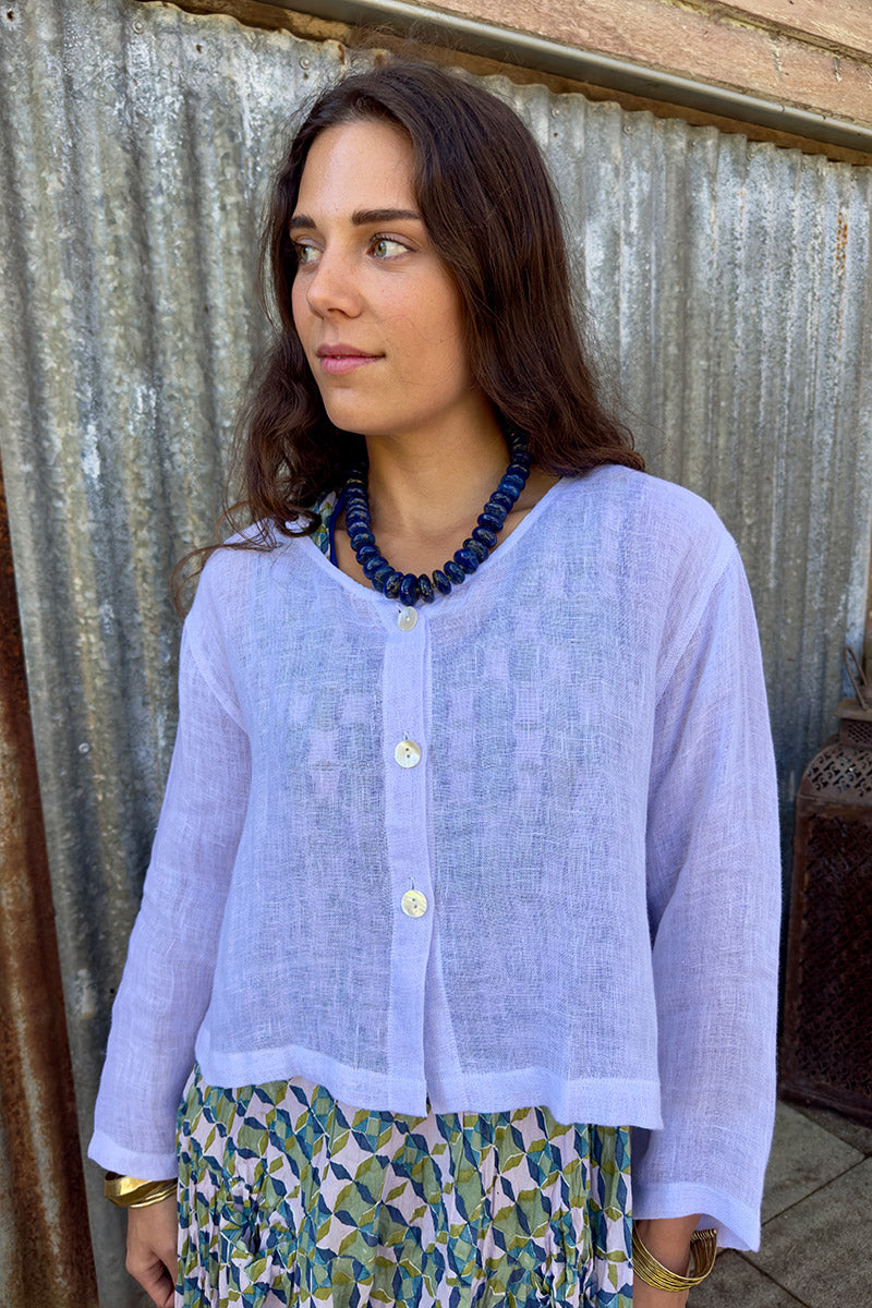 Wild Hearts Linen Cardigan - Lavender Mist