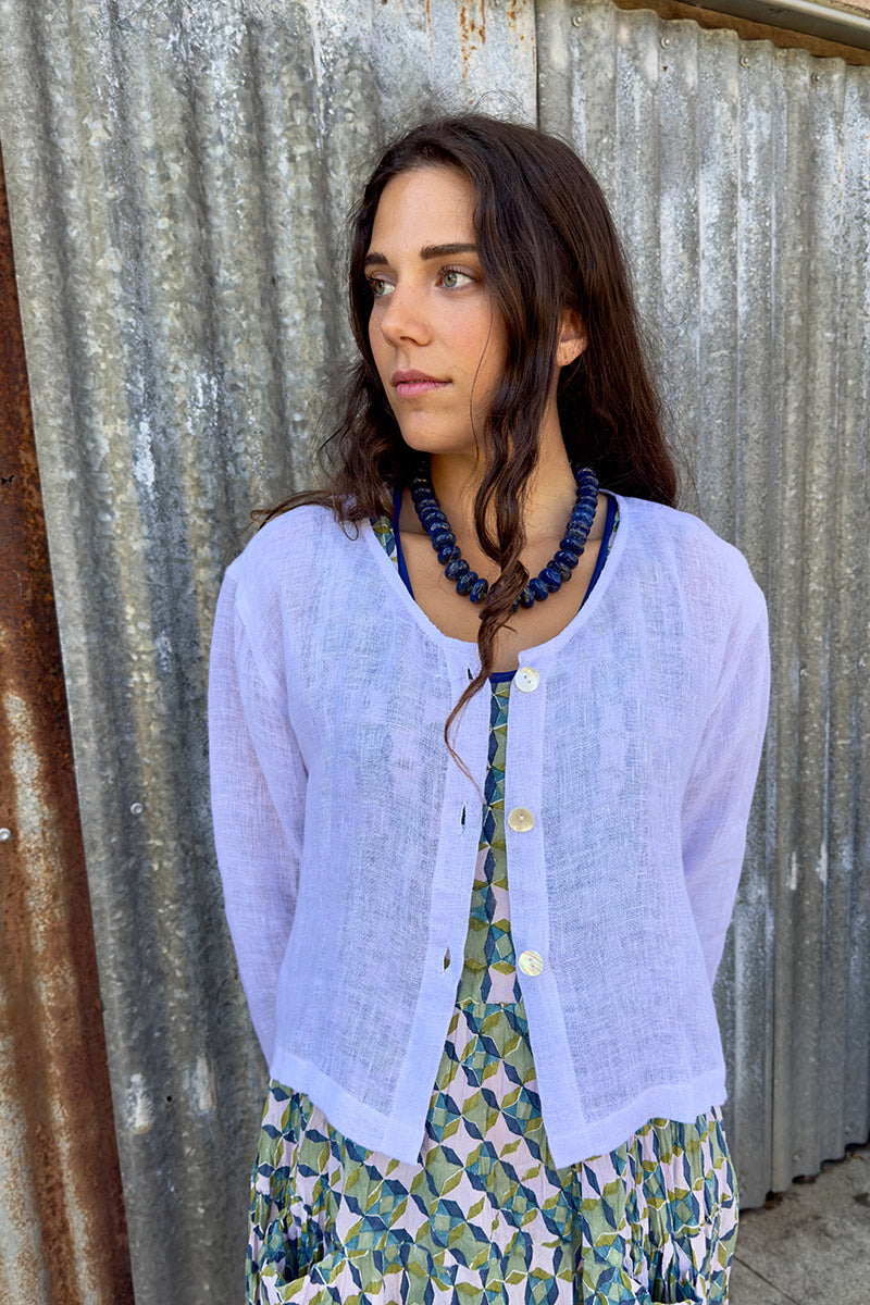 Wild Hearts Linen Cardigan - Lavender Mist