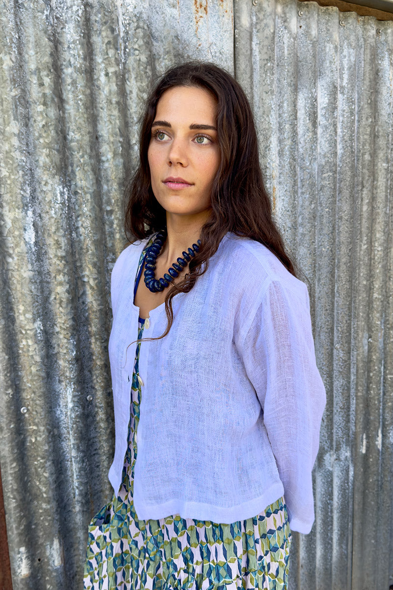 Wild Hearts Linen Cardigan - Lavender Mist
