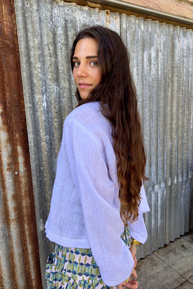 Wild Hearts Linen Cardigan - Lavender Mist