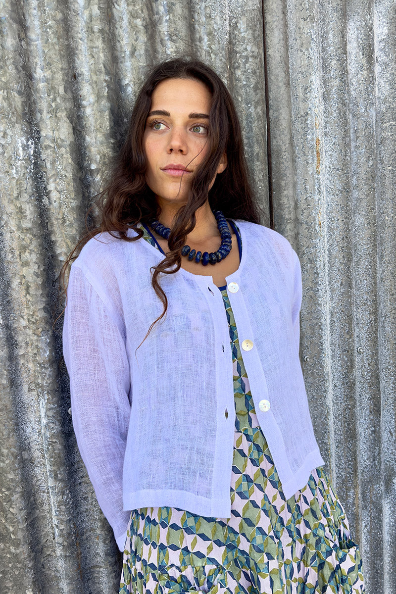 Wild Hearts Linen Cardigan - Lavender Mist