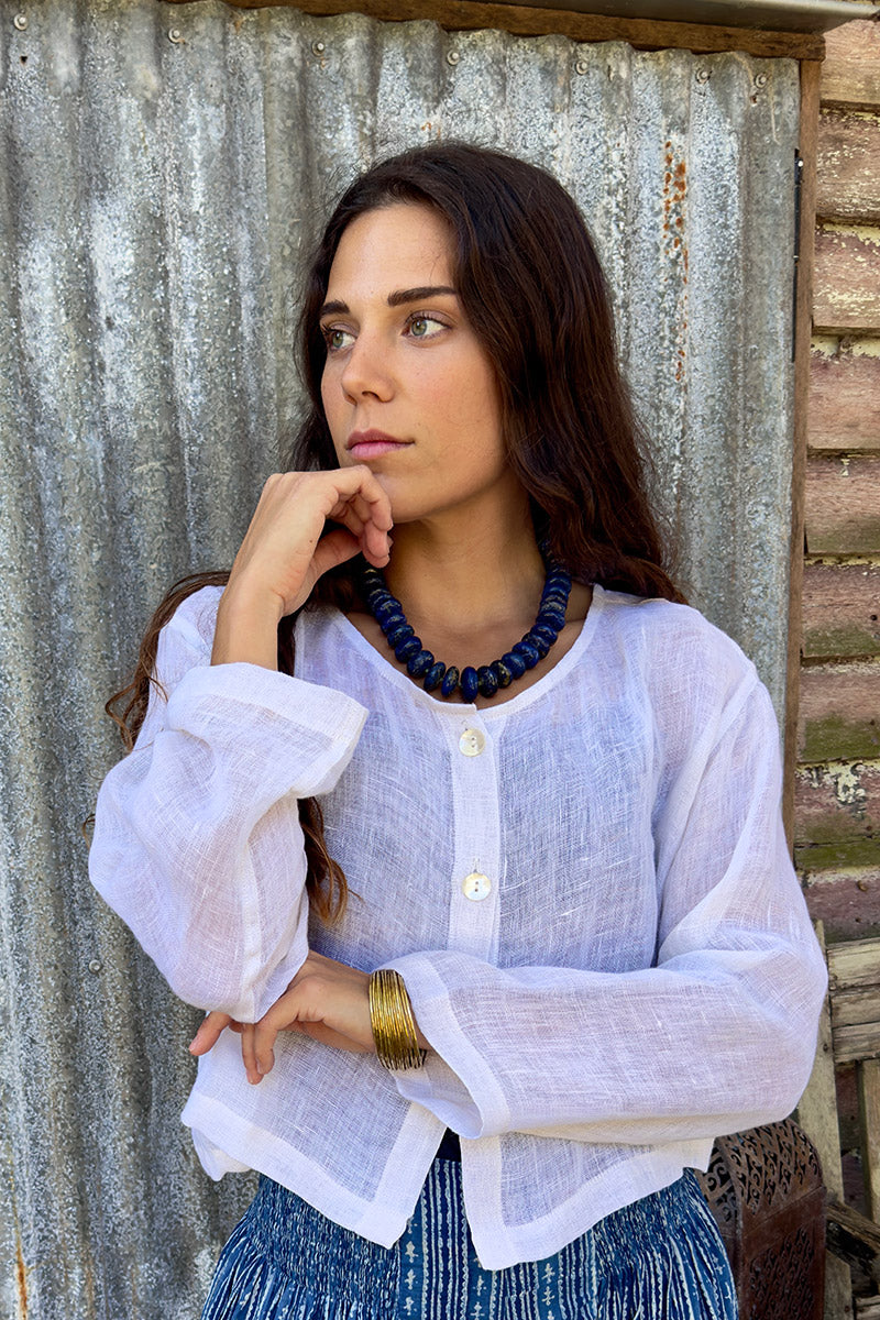 Wild Hearts Linen Cardigan - Coconut