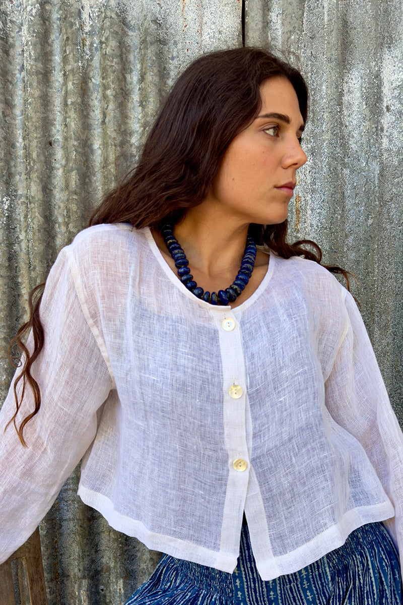 Wild Hearts Linen Cardigan - Coconut