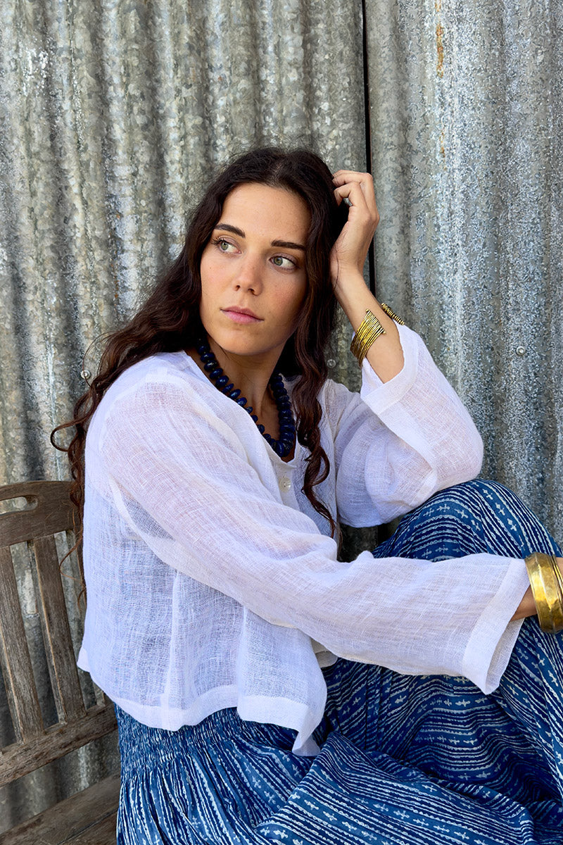 Wild Hearts Linen Cardigan - Coconut