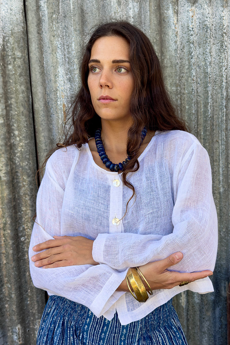 Wild Hearts Linen Cardigan - Coconut