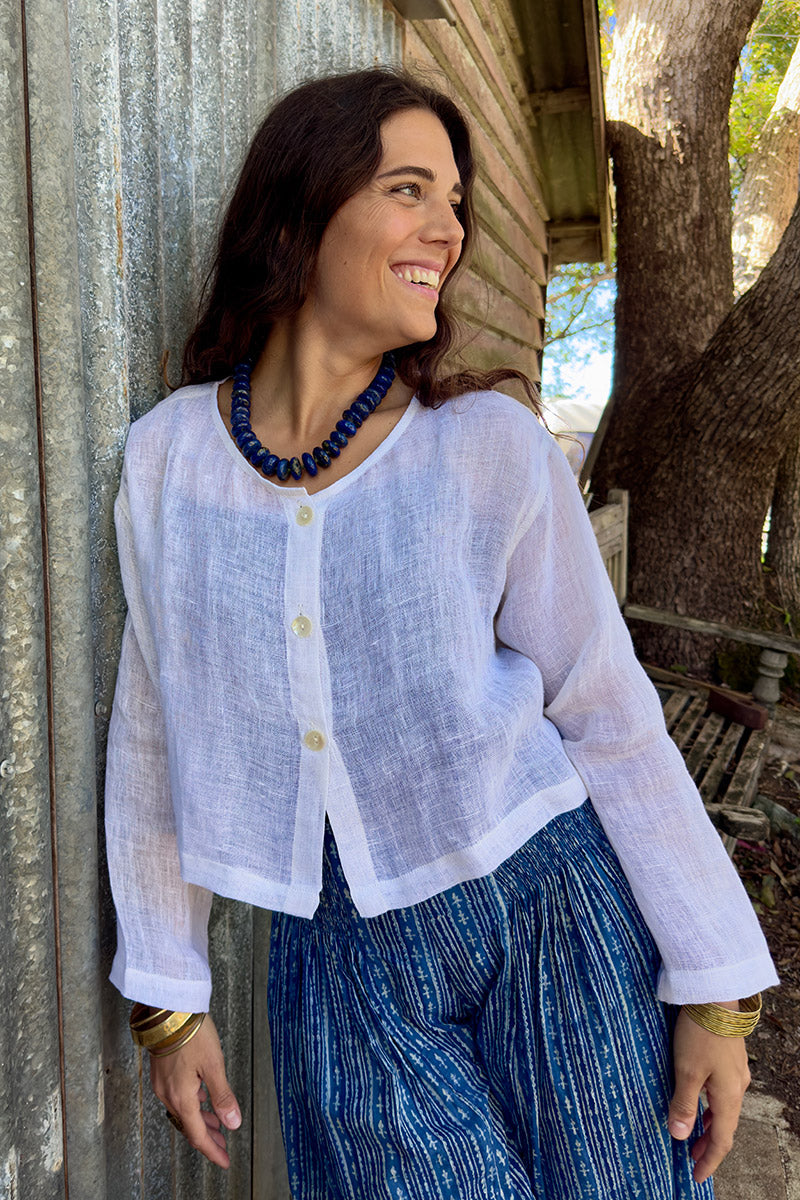 Wild Hearts Linen Cardigan - Coconut