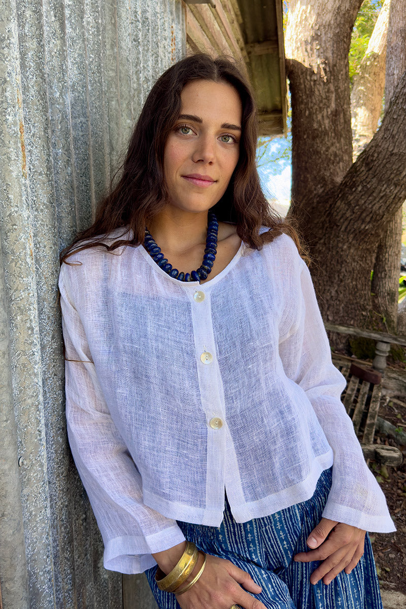 Wild Hearts Linen Cardigan - Coconut