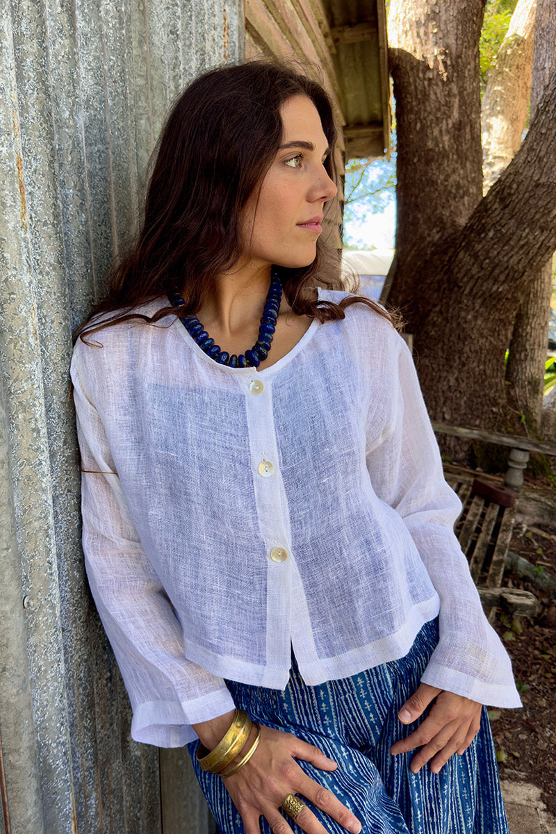 Wild Hearts Linen Cardigan - Coconut