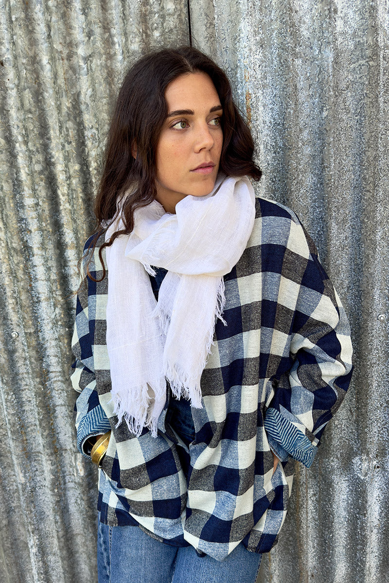 Wild Hearts Linen Scarf - Coconut