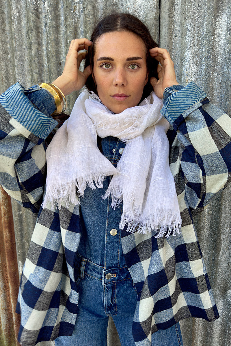 Wild Hearts Linen Scarf - Coconut