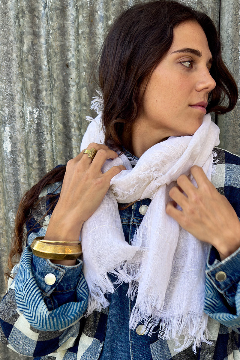 Wild Hearts Linen Scarf - Coconut