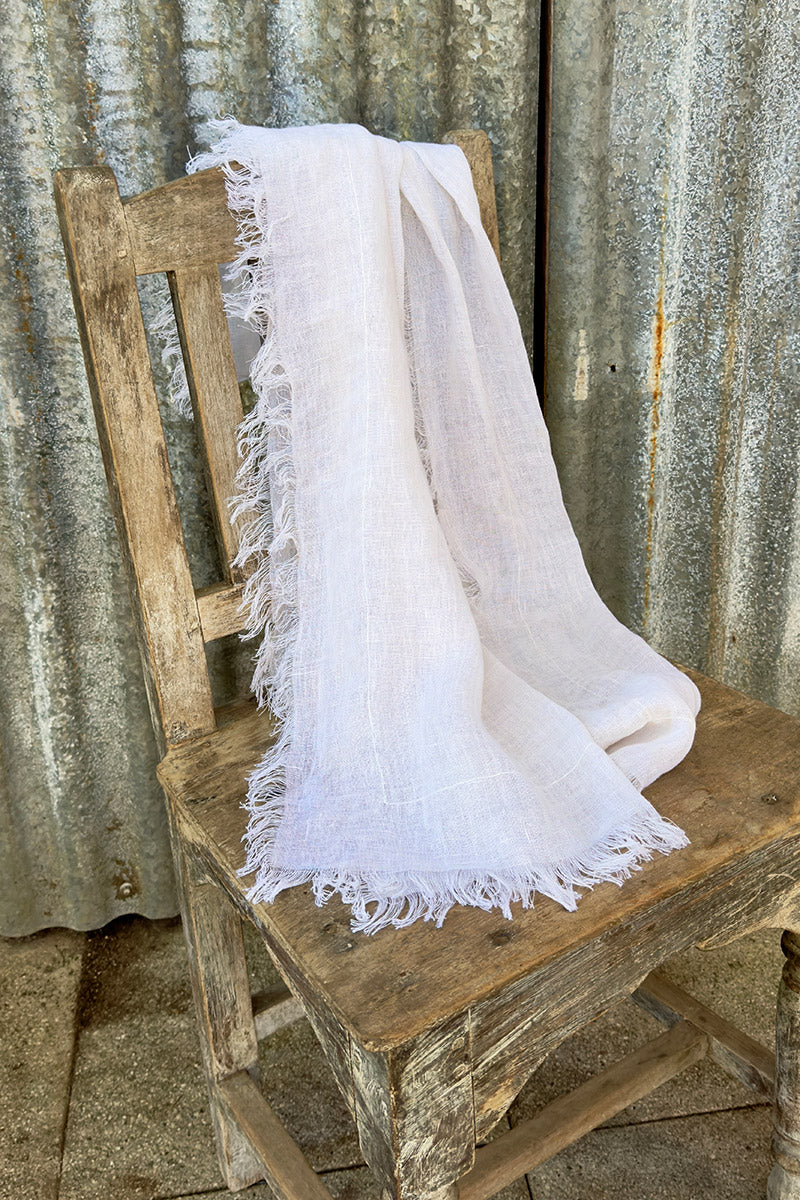 Wild Hearts Linen Scarf - Coconut
