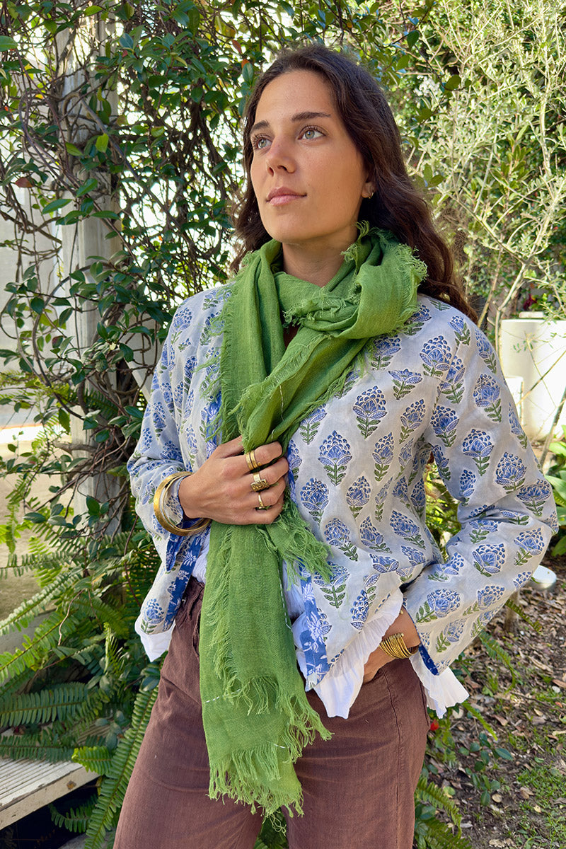 Wild Hearts Linen Scarf - Wasabi