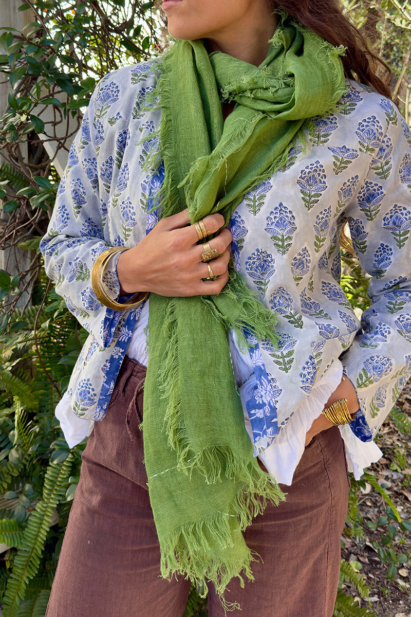 Wild Hearts Linen Scarf - Wasabi