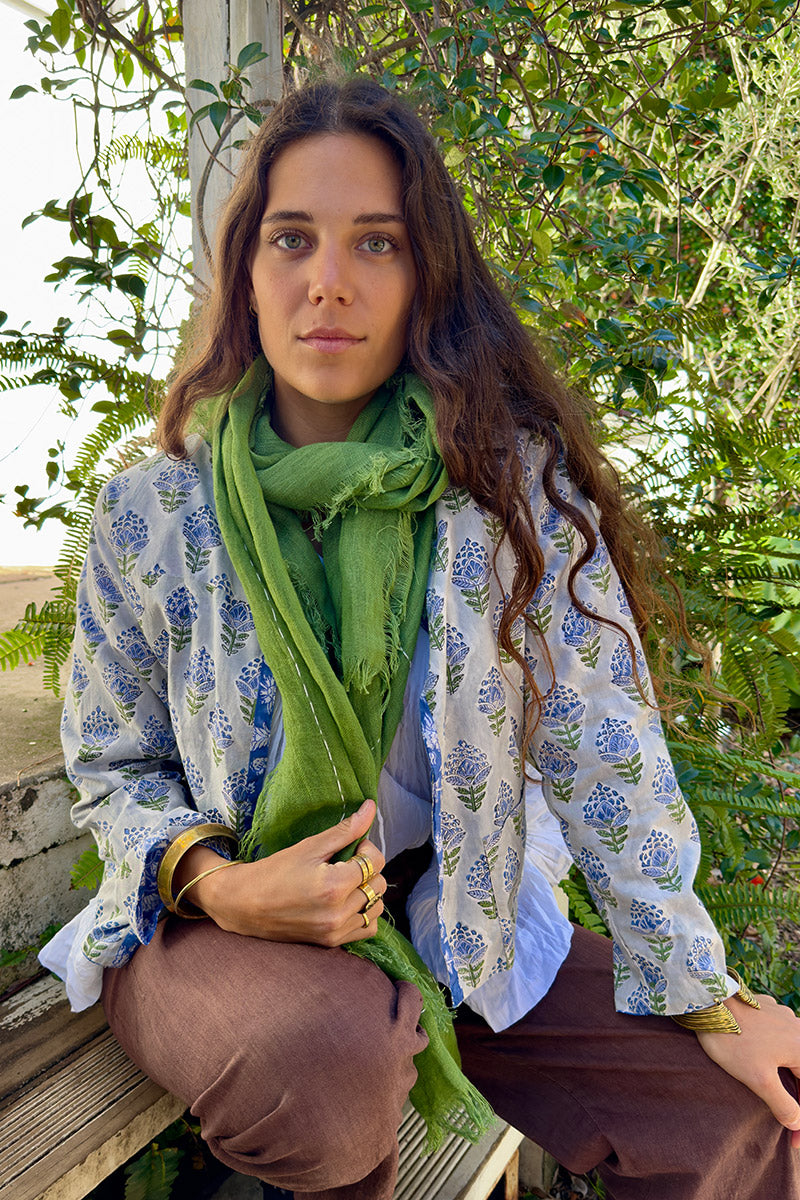 Wild Hearts Linen Scarf - Wasabi
