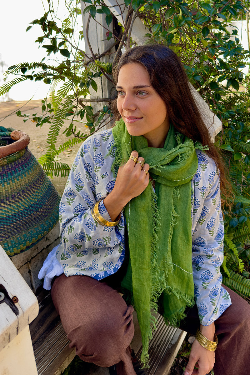 Wild Hearts Linen Scarf - Wasabi