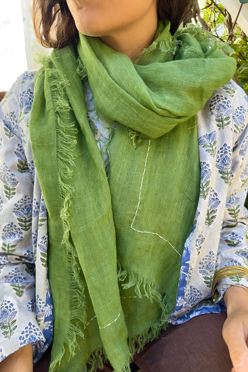 Wild Hearts Linen Scarf - Wasabi