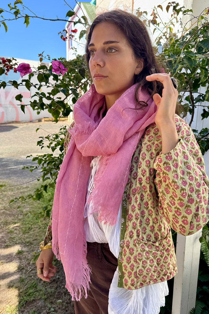 Wild Hearts Linen Scarf - Watermelon