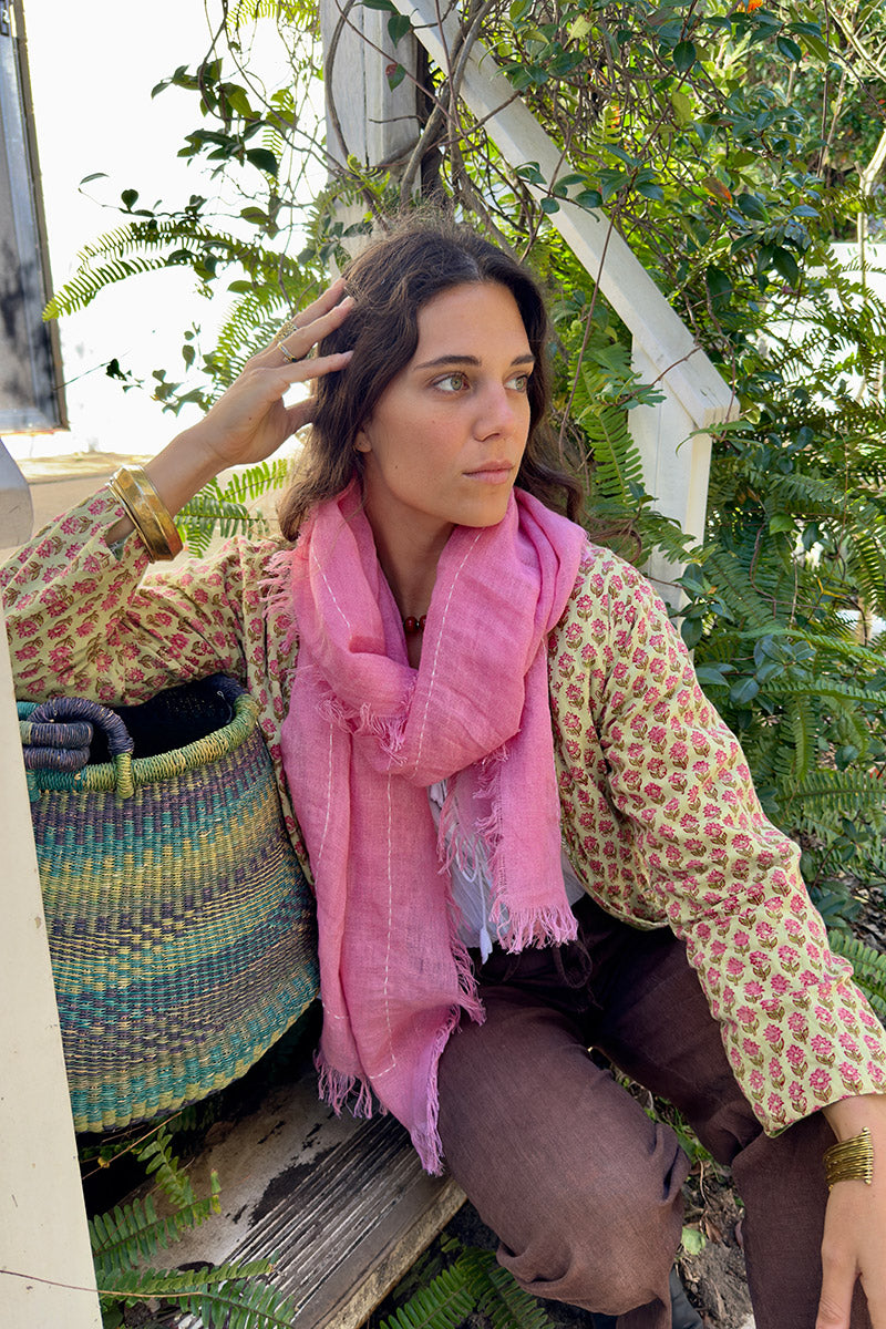 Wild Hearts Linen Scarf - Watermelon