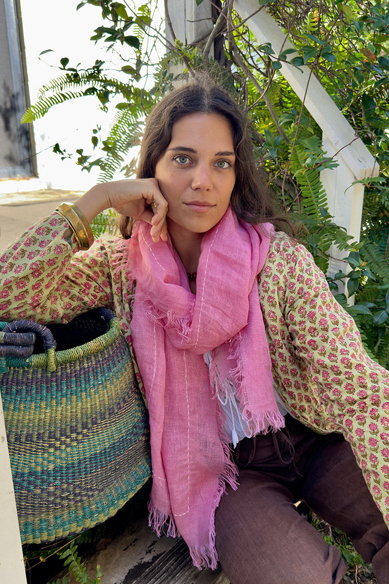 Wild Hearts Linen Scarf - Watermelon