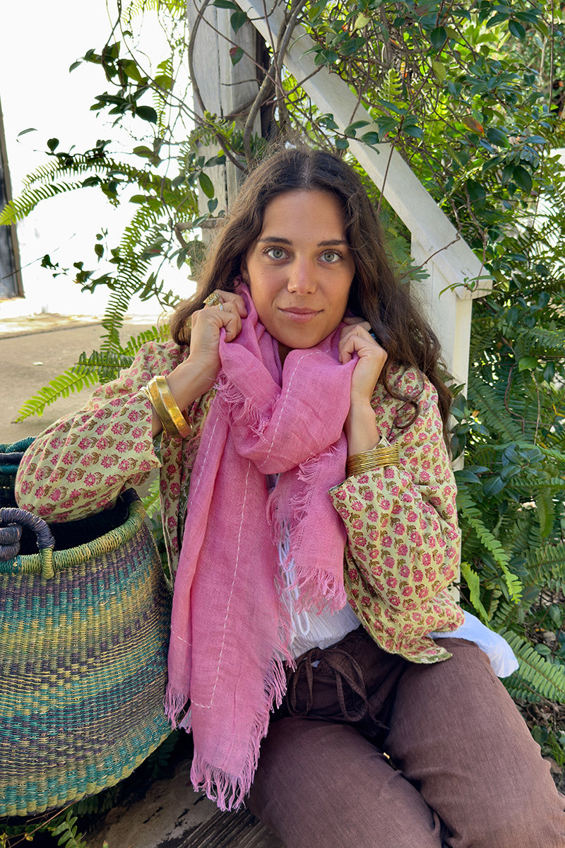 Wild Hearts Linen Scarf - Watermelon