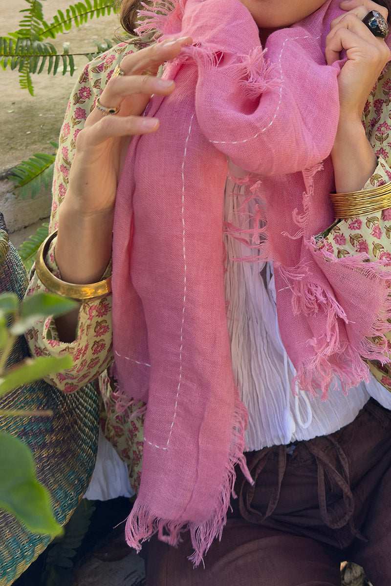 Wild Hearts Linen Scarf - Watermelon