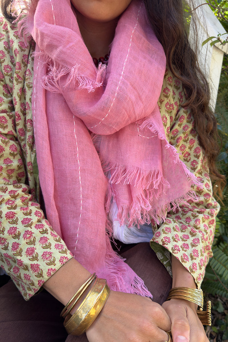 Wild Hearts Linen Scarf - Watermelon