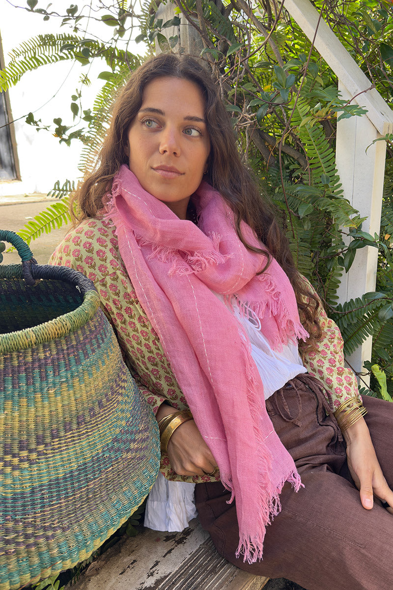 Wild Hearts Linen Scarf - Watermelon