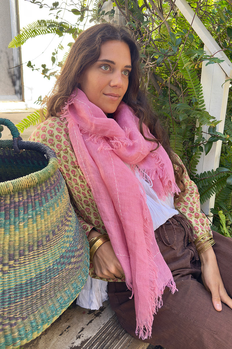 Wild Hearts Linen Scarf - Watermelon