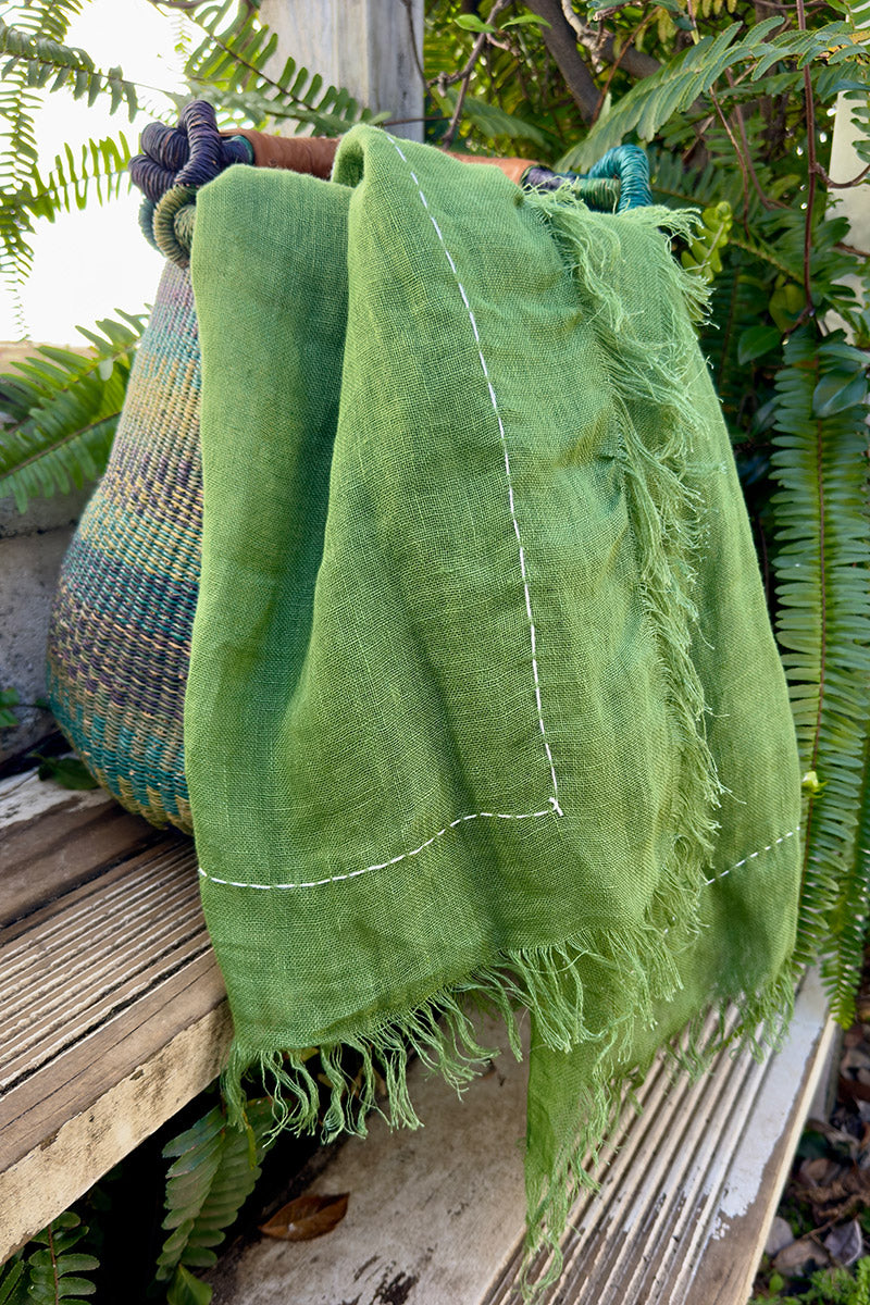 Wild Hearts Linen Scarf - Wasabi