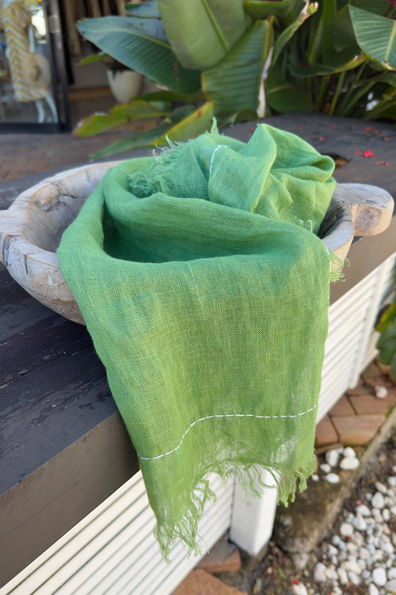 Wild Hearts Linen Scarf - Wasabi