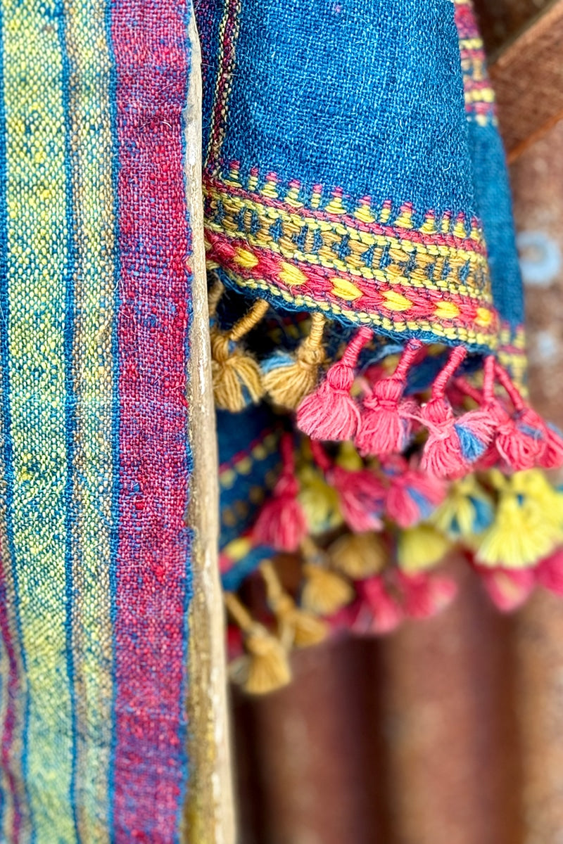 Raw Wool Shawl - Cobalt