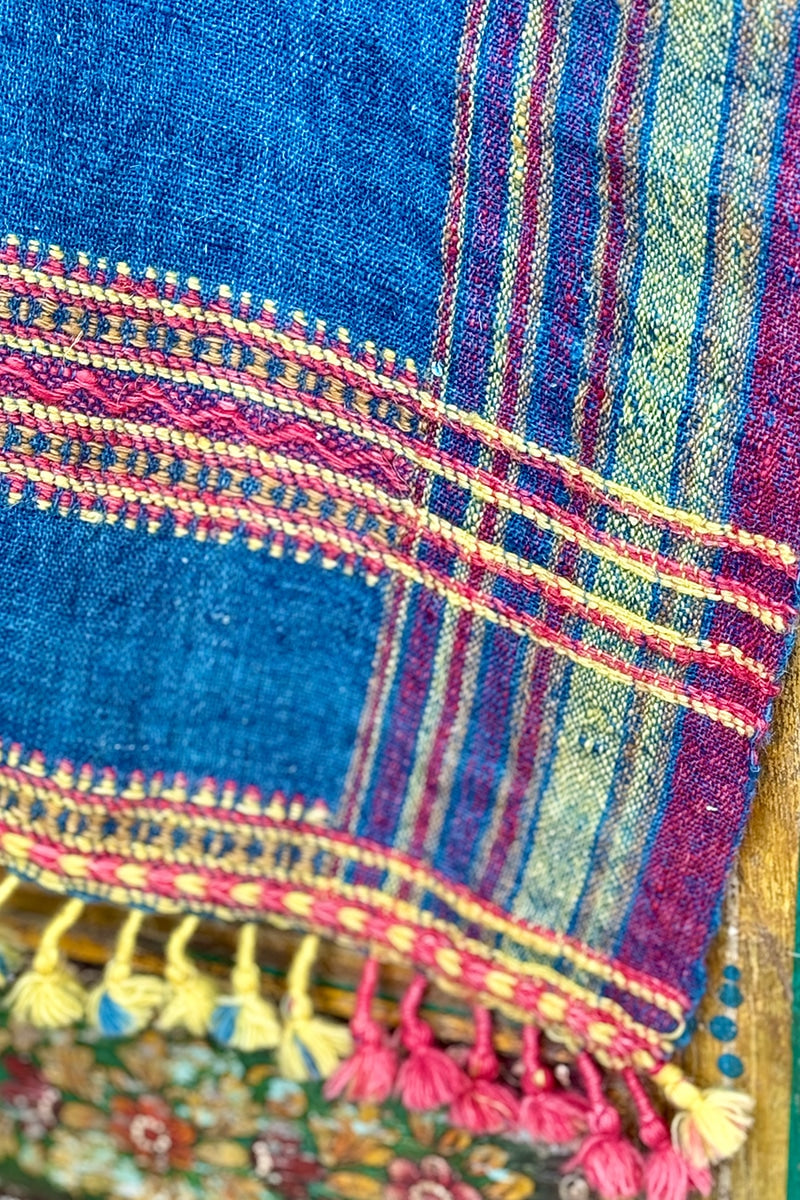Raw Wool Shawl - Cobalt