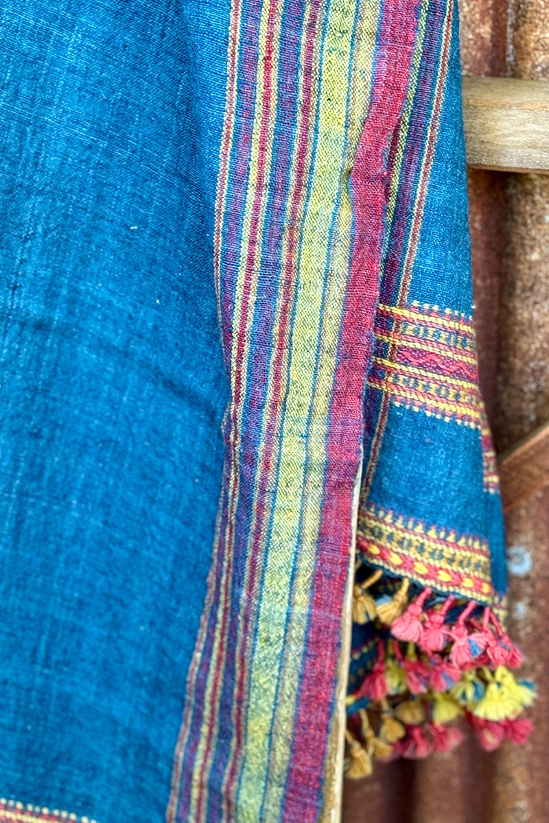 Raw Wool Shawl - Cobalt