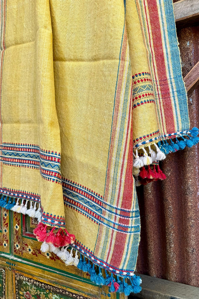 Raw Wool Shawl - Lemon