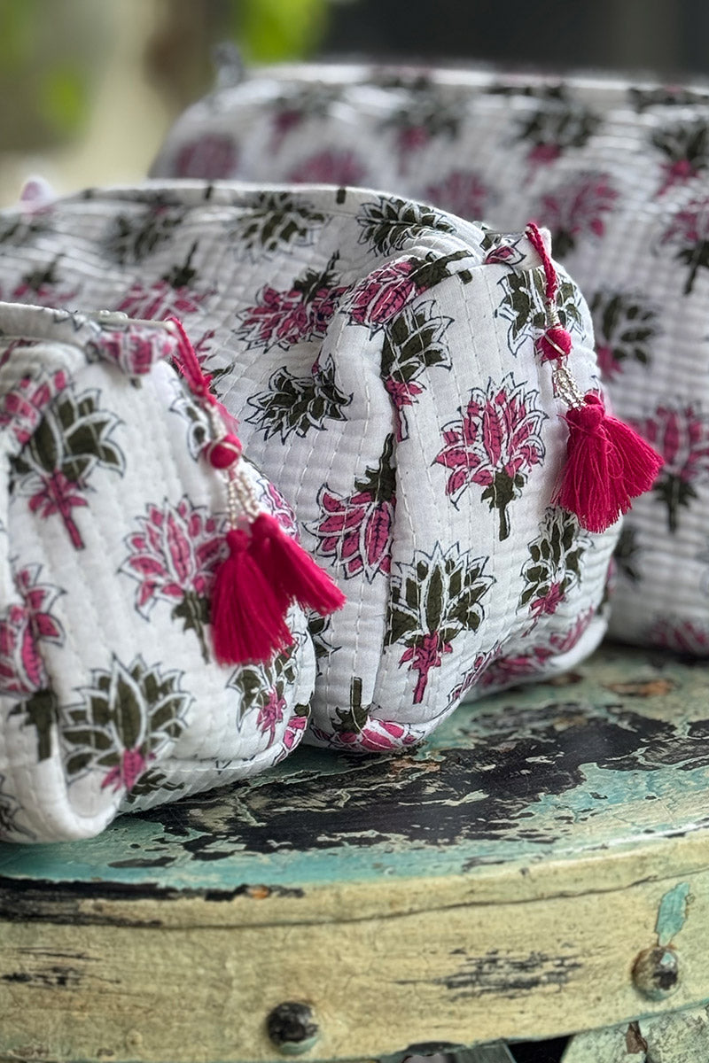 Wash Bags, accessories, Hand block prints, plastic lined with inside - Mira