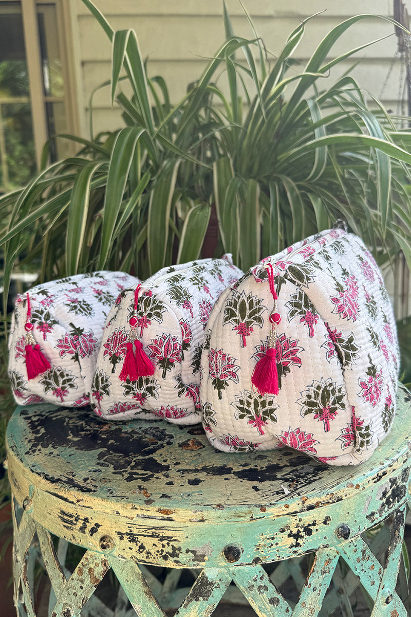 Wash Bags, accessories, Hand block prints, plastic lined with inside - Mira