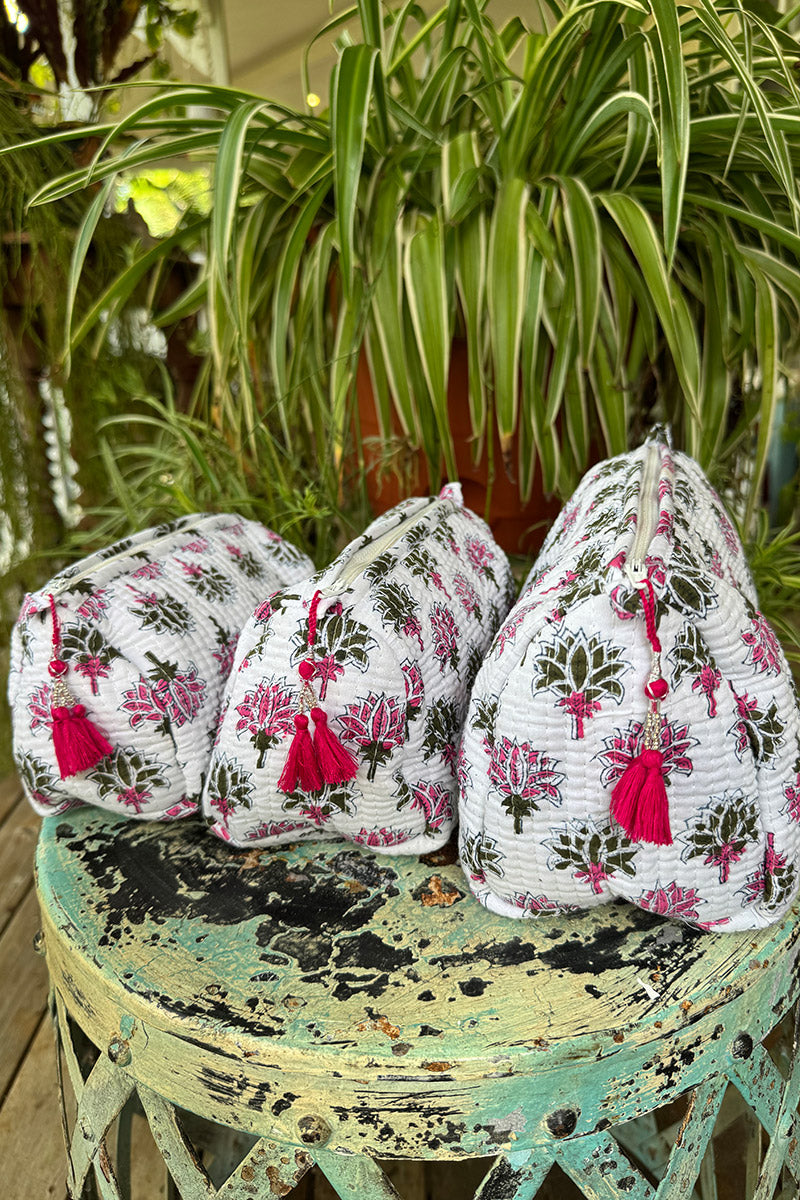Wash Bags, accessories, Hand block prints, plastic lined with inside - Mira