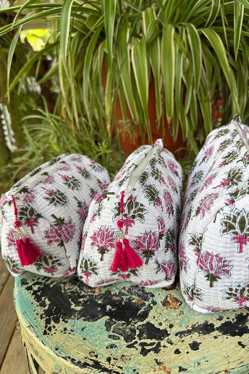 Wash Bags, accessories, Hand block prints, plastic lined with inside - Mira