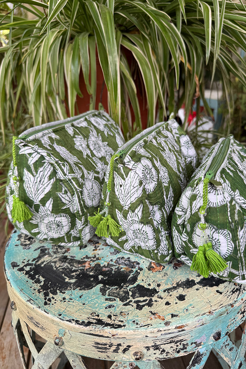 Wash Bags, accessories, Hand block prints, plastic lined with inside - Grove