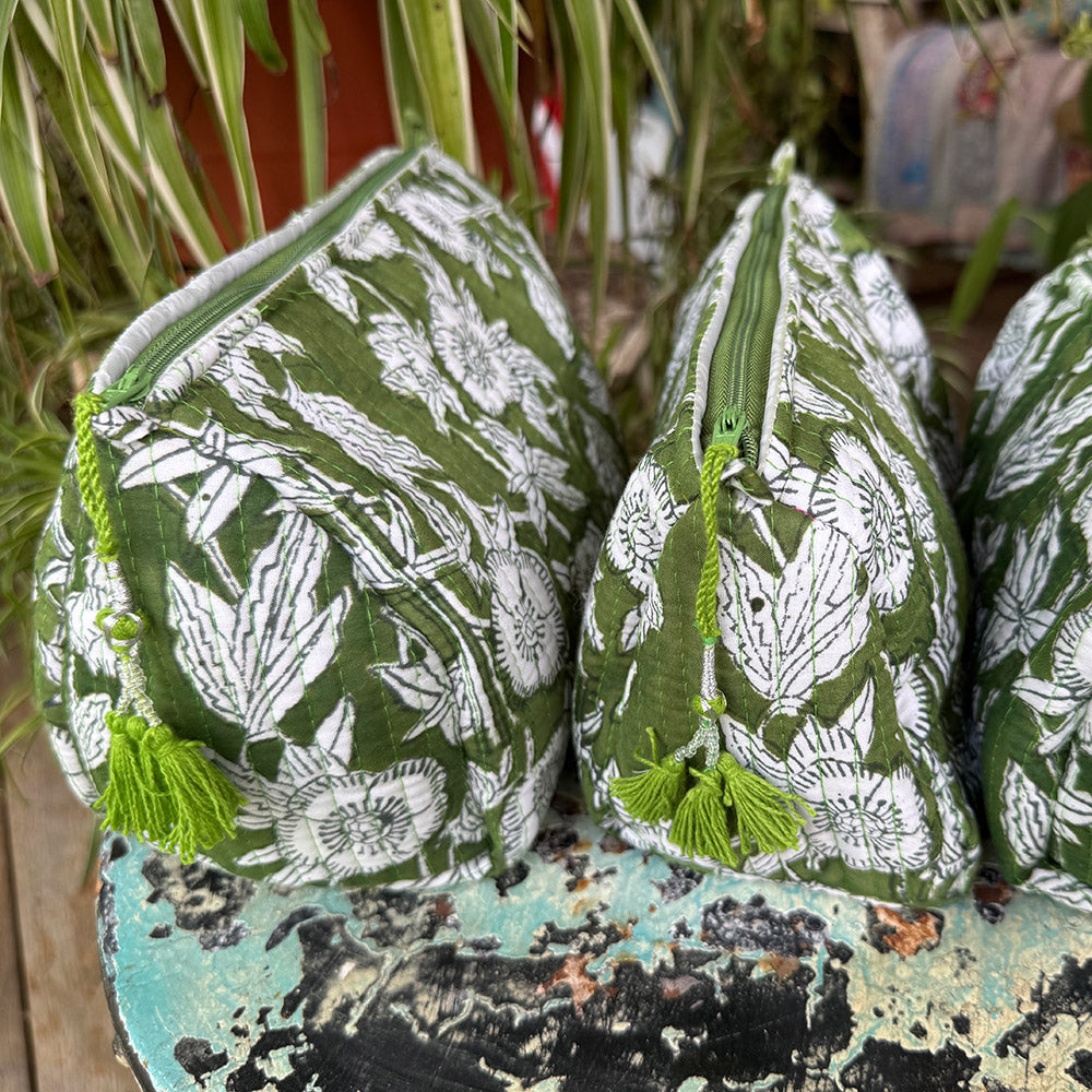 Wash Bags, accessories, Hand block prints, plastic lined with inside - Grove