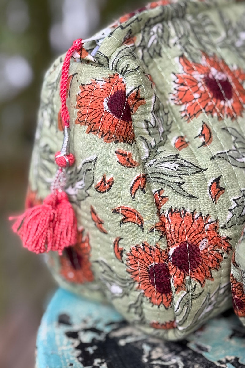 Wash Bags, accessories, Hand block prints, plastic lined with inside - Saffy