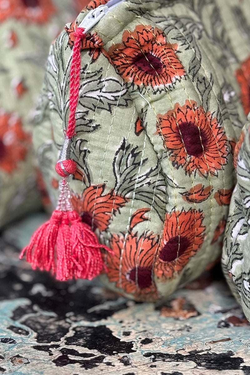 Wash Bags, accessories, Hand block prints, plastic lined with inside - Saffy