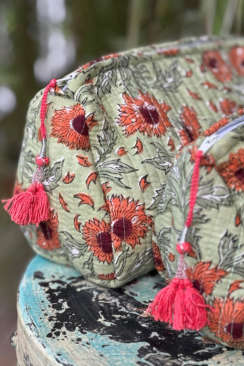 Wash Bags, accessories, Hand block prints, plastic lined with inside - Saffy