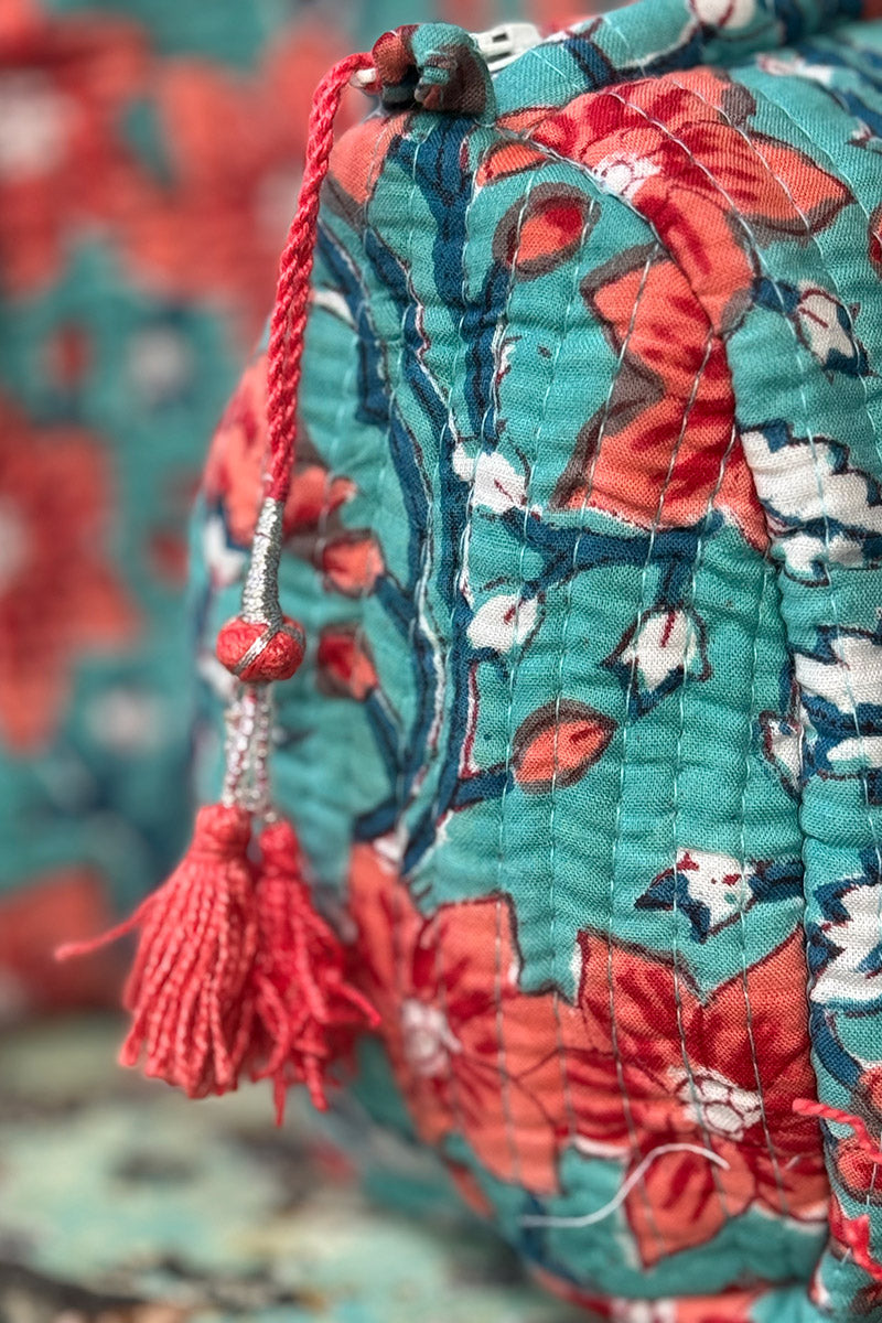 Wash Bags, accessories, Hand block prints, plastic lined with inside - Wildflower
