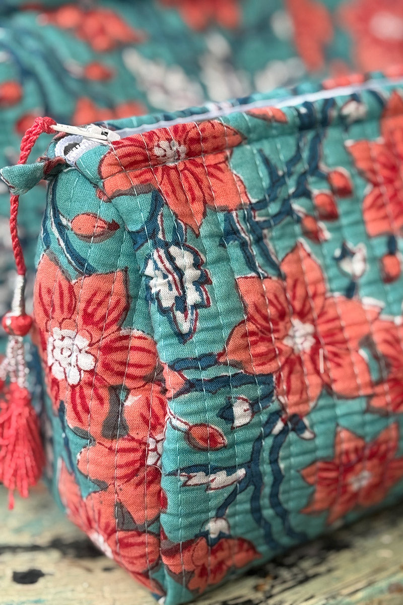 Wash Bags, accessories, Hand block prints, plastic lined with inside - Wildflower