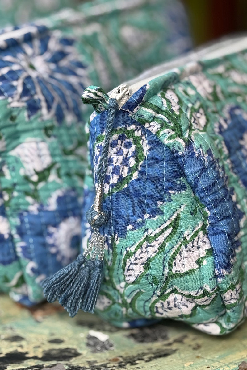 Wash Bags, accessories, Hand block prints, plastic lined with inside - Oasis