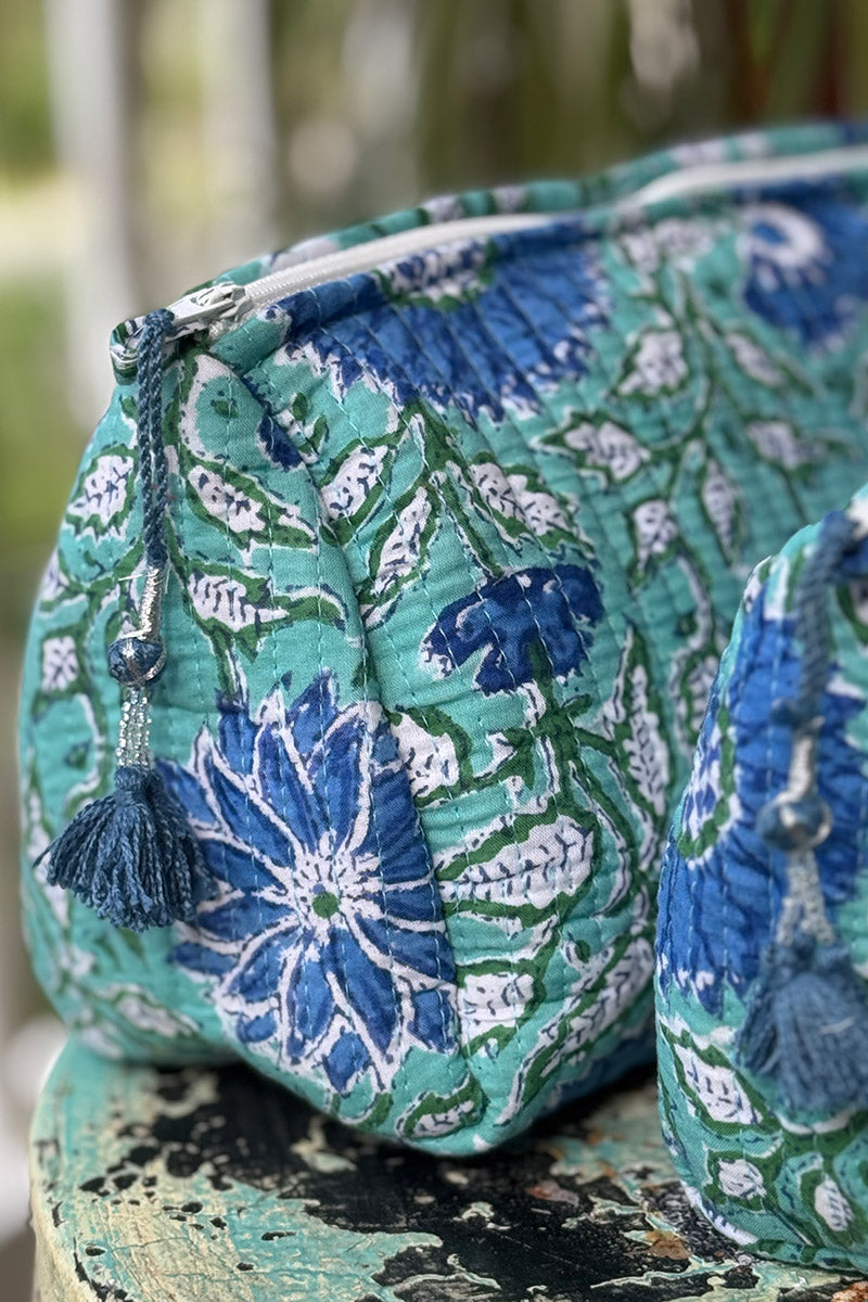 Wash Bags, accessories, Hand block prints, plastic lined with inside - Oasis
