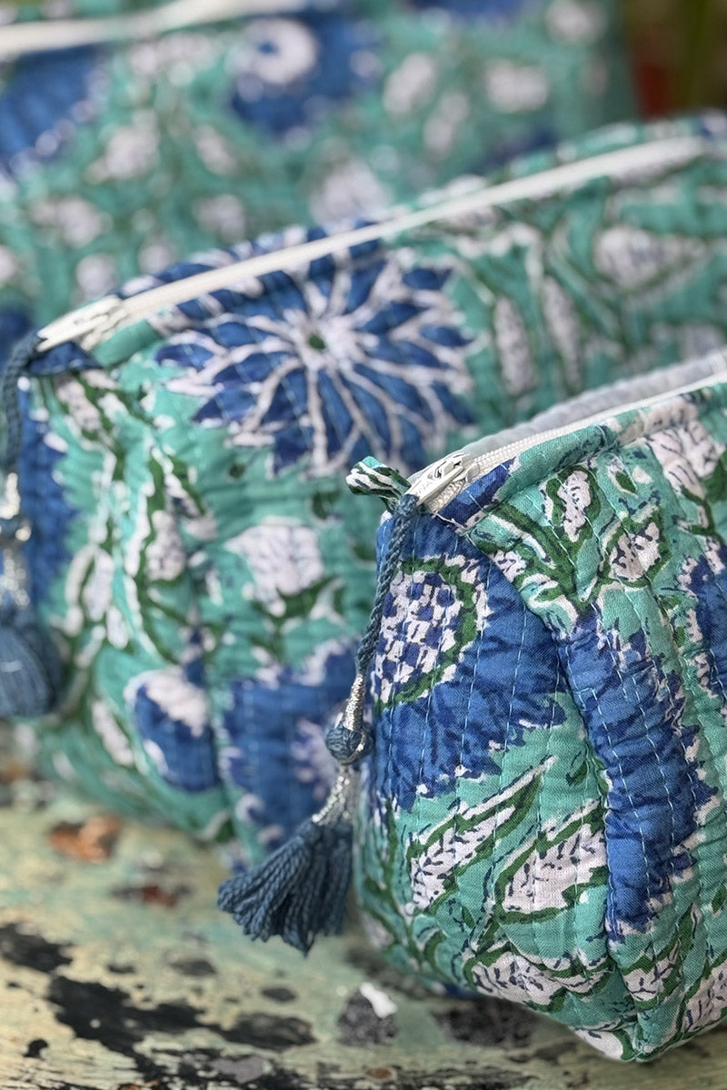 Wash Bags, accessories, Hand block prints, plastic lined with inside - Oasis