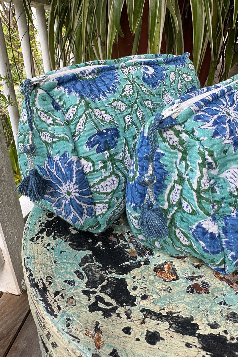 Wash Bags, accessories, Hand block prints, plastic lined with inside - Oasis